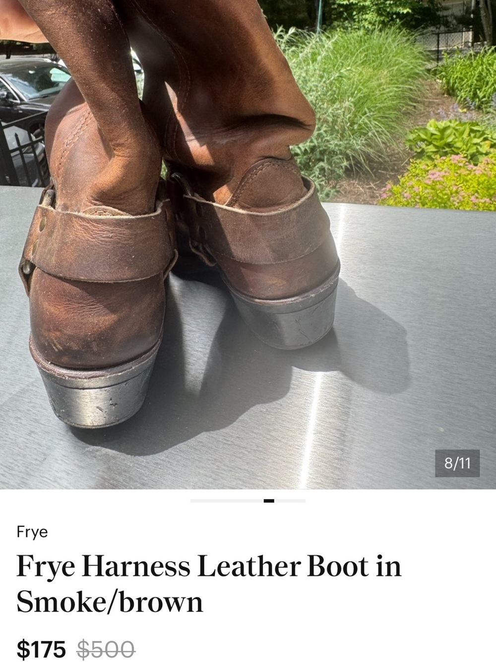 Frye Smoke/Brown Harness Mid-Calf Leather Boot - Picture 9 of 10